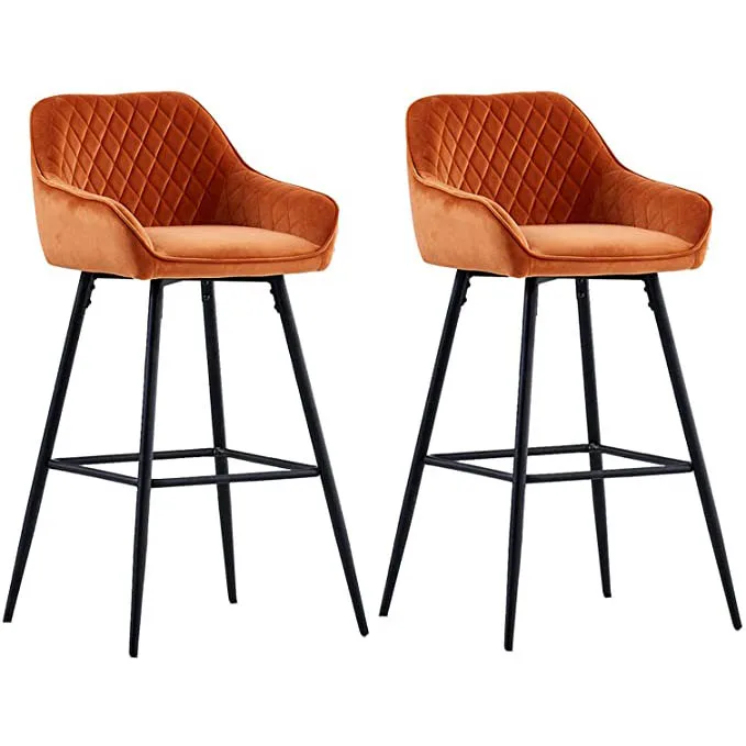 Factory Direct Modern Velvet Fabric Upholstered Seat with Backrest & Armrest Bar Chair Bar Stoots for Kichen and Breakfast