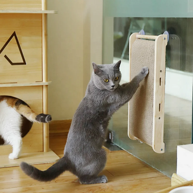 
Cat Tree Tower, Wall Mounted Scratching Post Climbing Frame Cat Scratching Pads Furniture Corrugated Cat Scratch Cardboard 