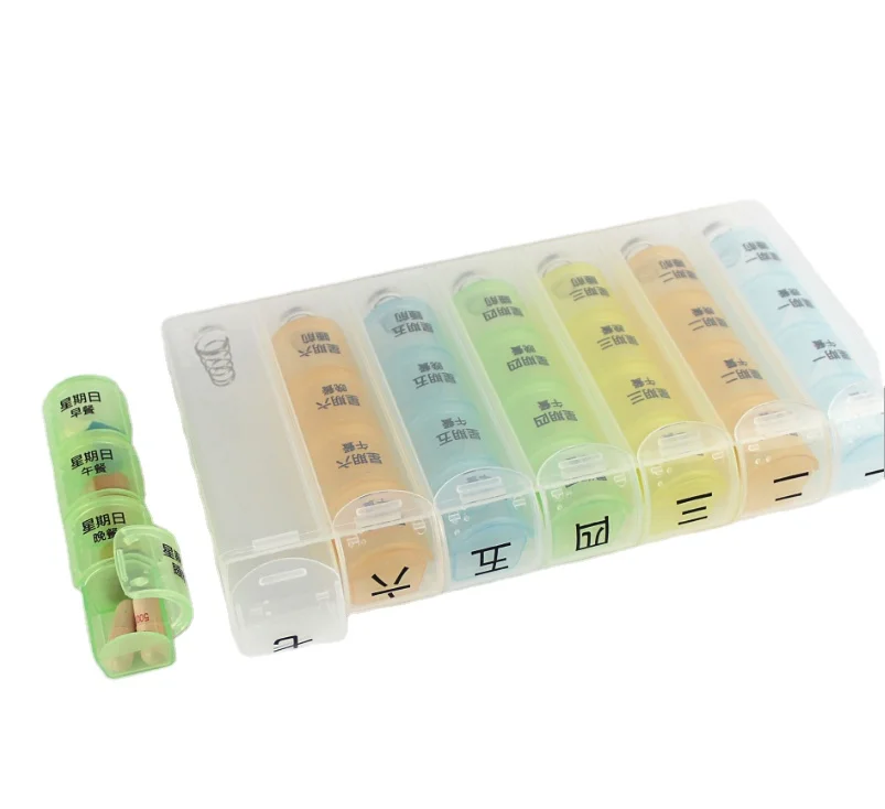 High Quality Medical Box For 21Days 21 Compartment Plastic Medicine Pill Organizer 3 Week Pill Box