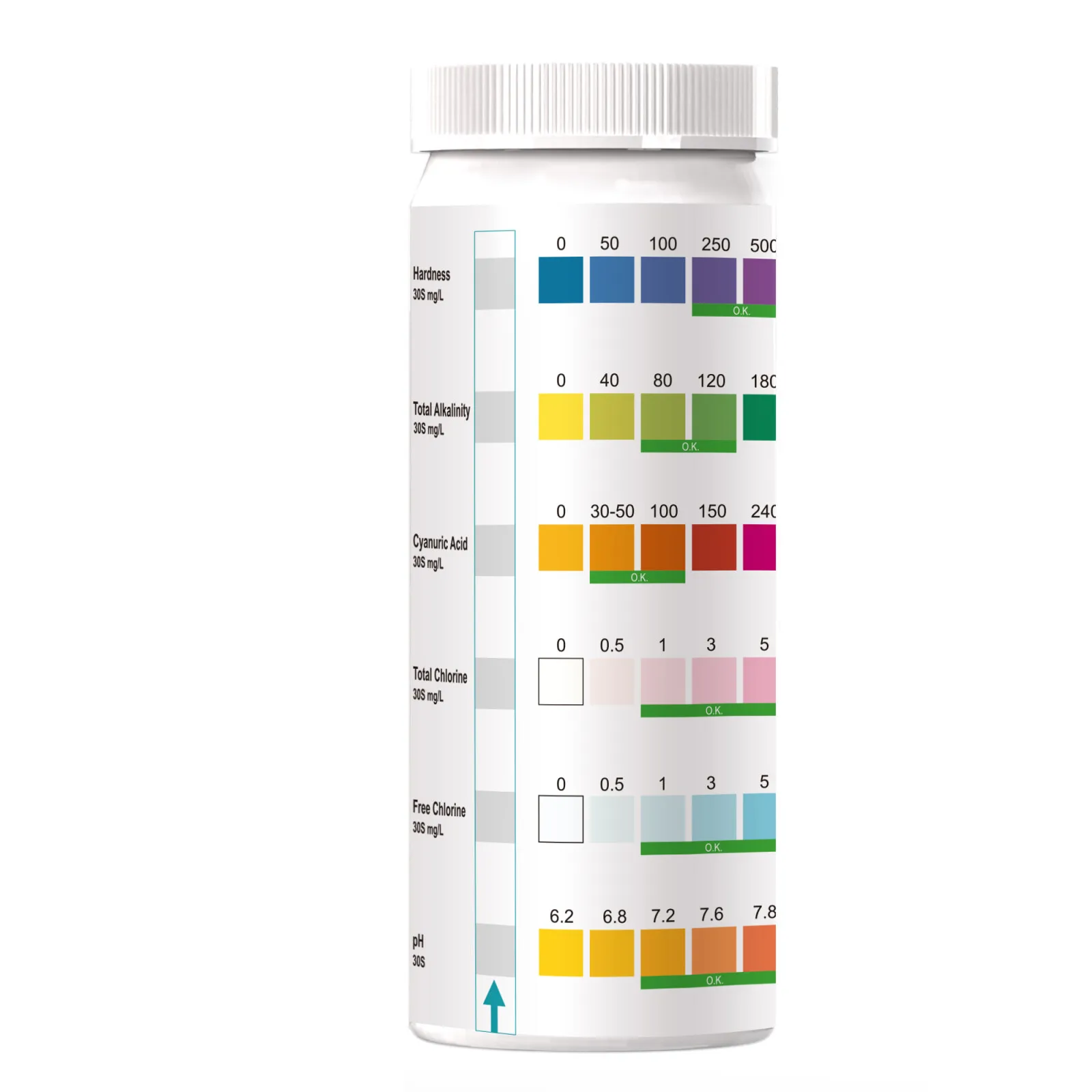 Pool Test Strips Water Chemical Testing for Hot tub and Spa Accurate Test Bromine Alkalinity pH Chlorine Hardness Cyanuric Acid