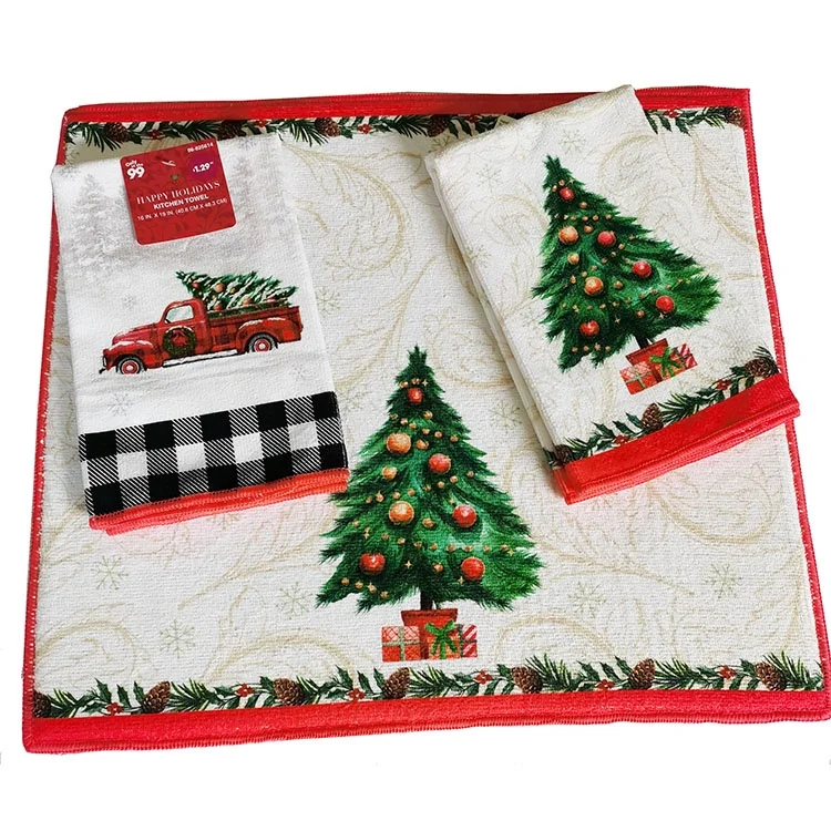 microfiber kitchen dry cloth with printing dish cloth soft and super absorption 16x19inch
