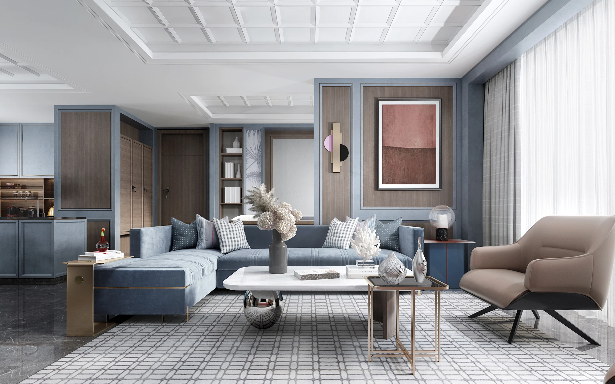 Solid Wood Wall Panel for Home Furniture Elegant Generous TV Background Living Room Decor