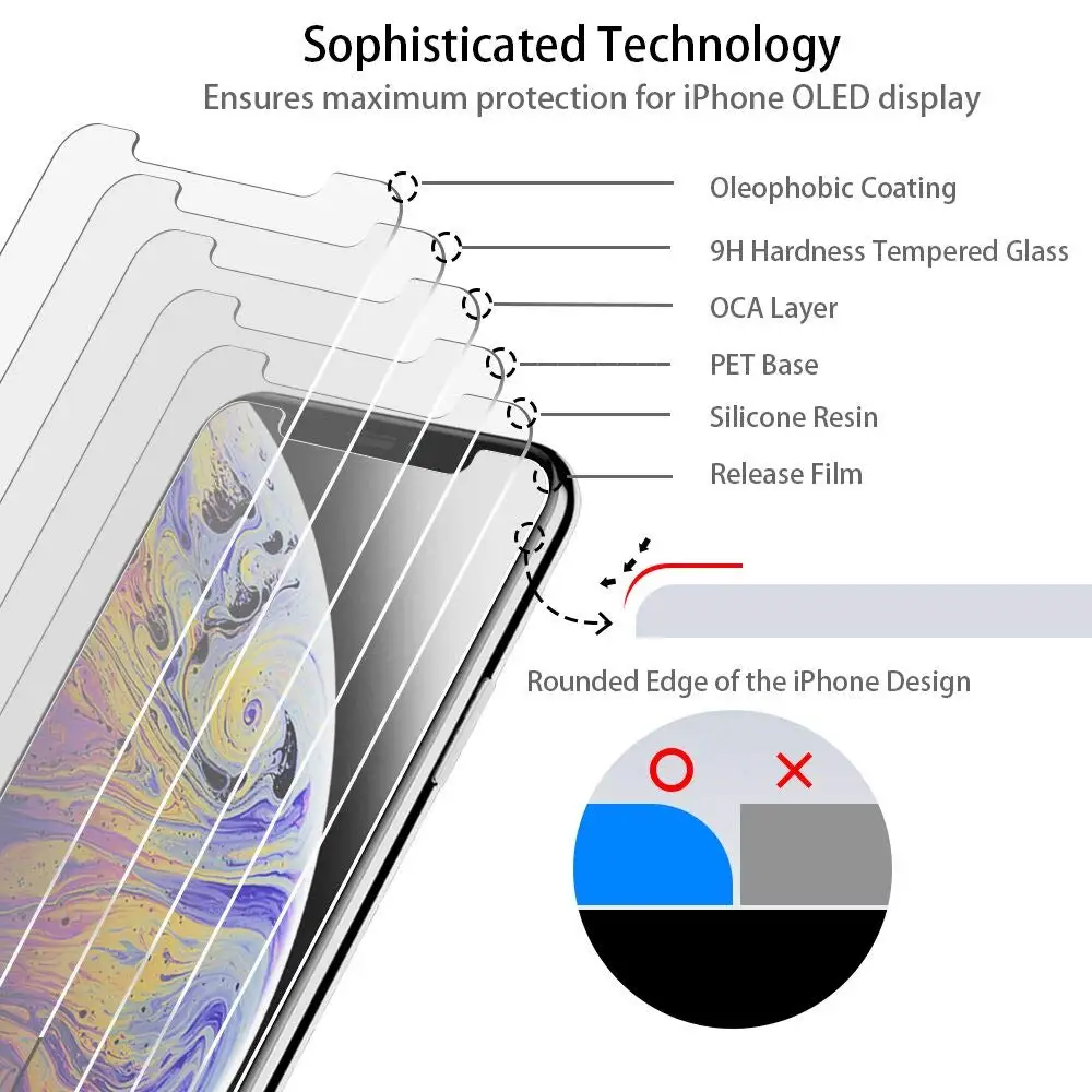 Закаленное стекло для iPhone 11/11 pro/11 pro Max защита экрана 9H 2.5D 0 33 мм прозрачная Высококачественная