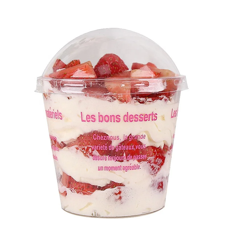 Disposable Ice Cream Yogurt Mousse Cup Plastic Jelly Pudding Dessert Cake Cup Round Cup with Dome Lid