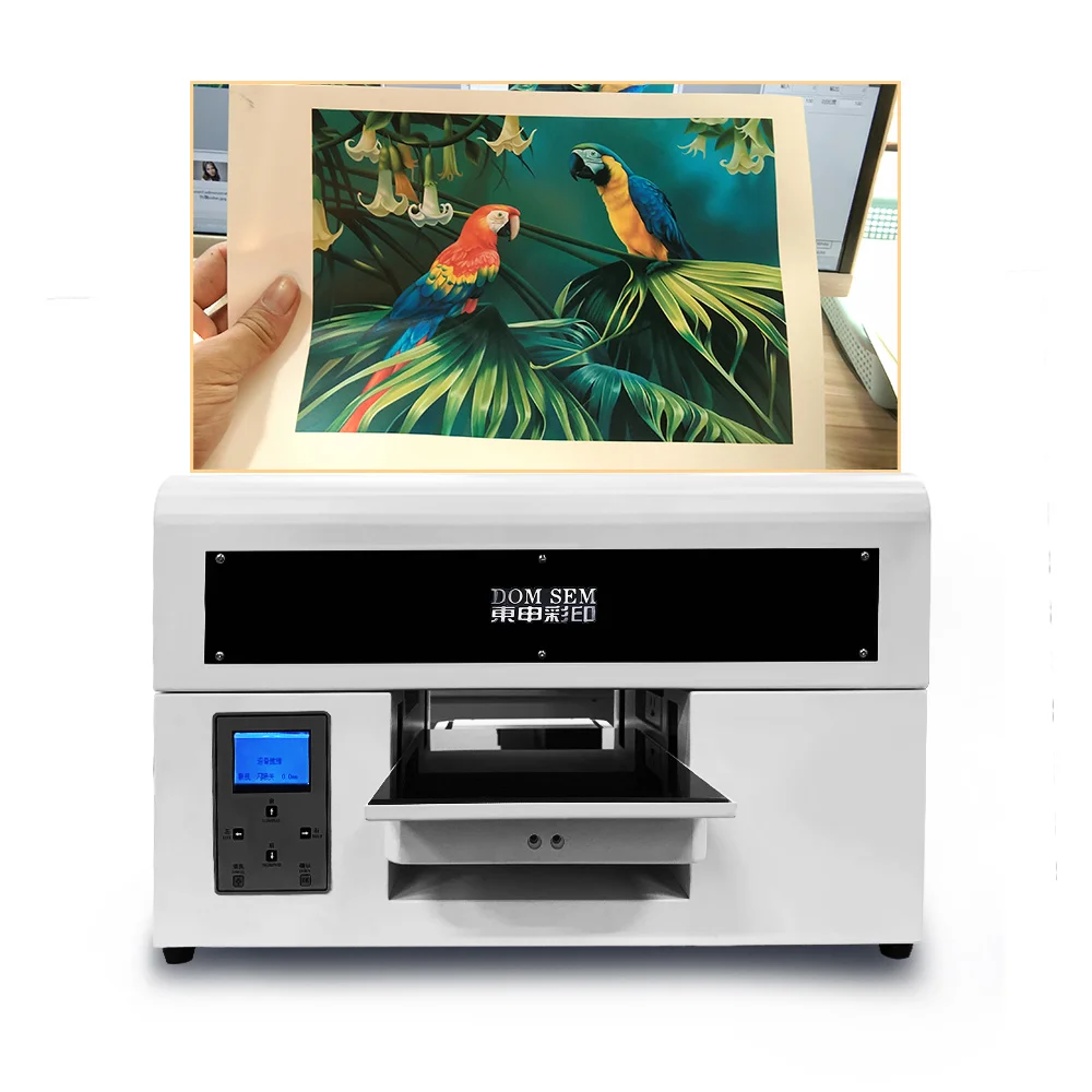 DOMSEM 3D emboss Glass Ceramic Tile Acrylic Wood Metal Printing Machine A4 UV Flatbed Printer for small business machine ideas