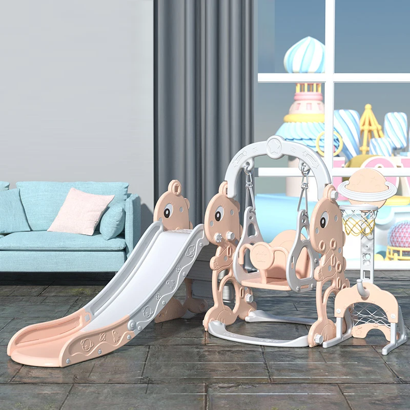 Hot Sale Playground 3 In 1 Combine With Swing And Basketball Plastic Baby Slide For Baby