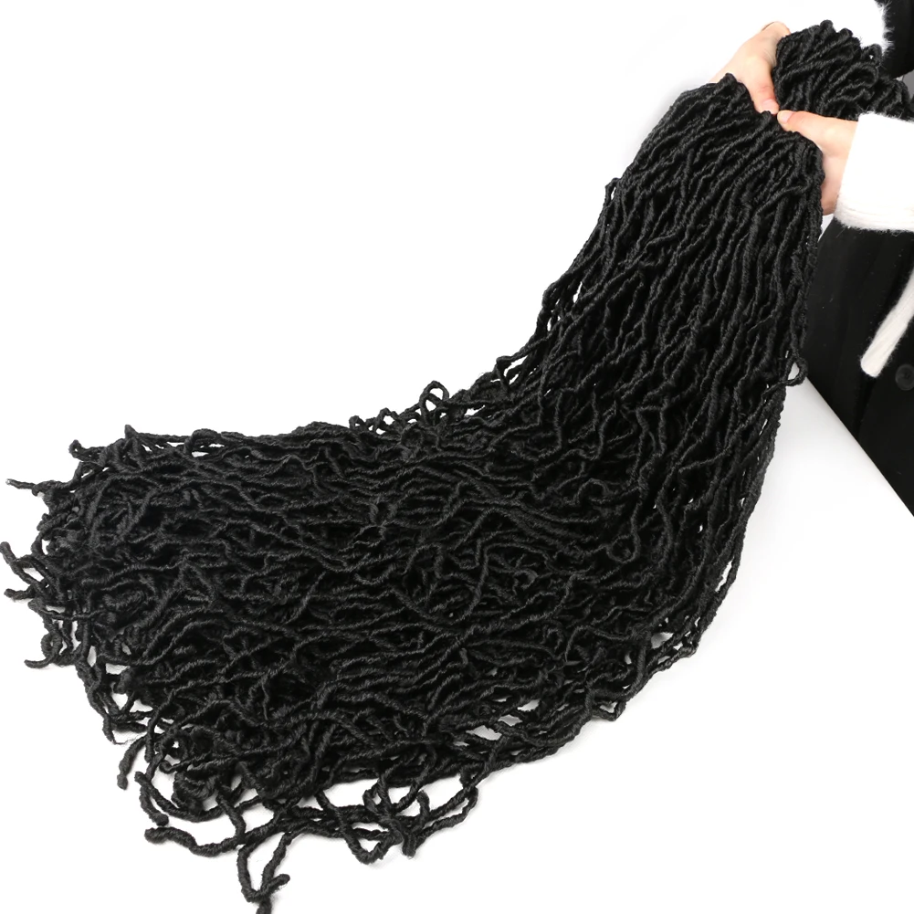Extra Long Messy Boho Locs Soft Nu Crochet Hair Braids Faux Locs Black Synthetic Braiding Extensions