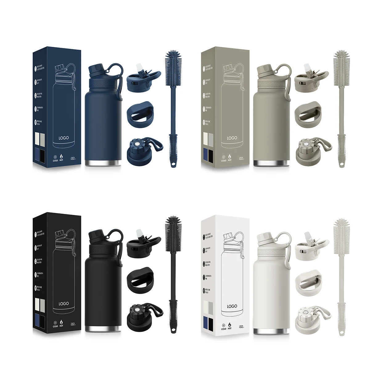 32oz Double Wall Insulated Stainless Steel hydration Water Bottles