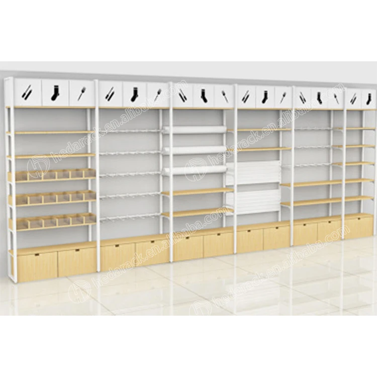 Fashion Wooden and Metal Daiso Display Stand Miniso Display Rack Store Shelf