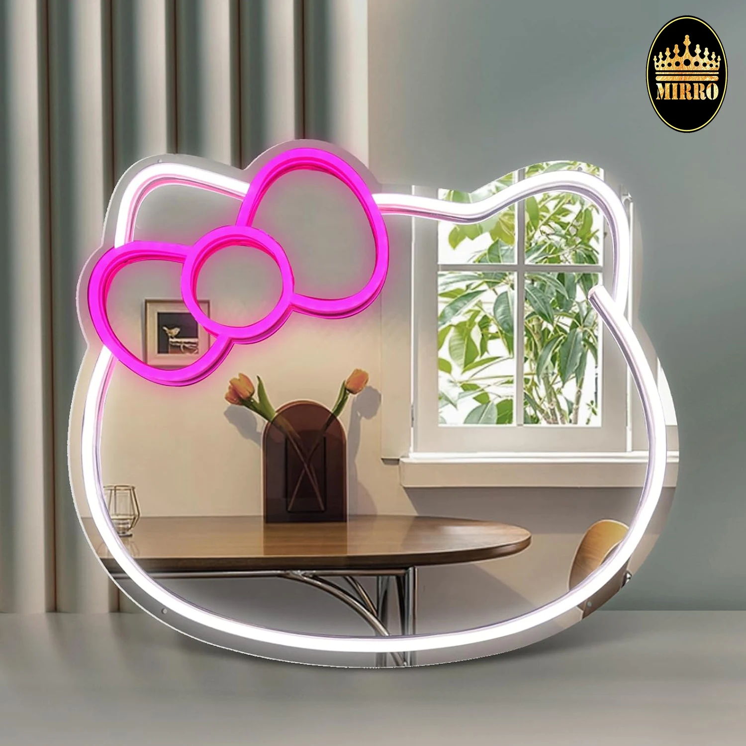 custom morden simple livingroom decorative full boay irregular large wall home decor hello kitty led salon mirror miroir spiegel