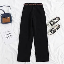 plus size pants Women Corduroy Pants winter High Waist Vintage Korean Wide Leg Pants Elegant Belt Loose warm Streetwear