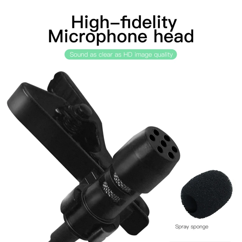 
Portable Wired Mic Lavalier Clip Lapel Microphone With Pouch For I phone Type c 3.5mm Plug For Conference Class 