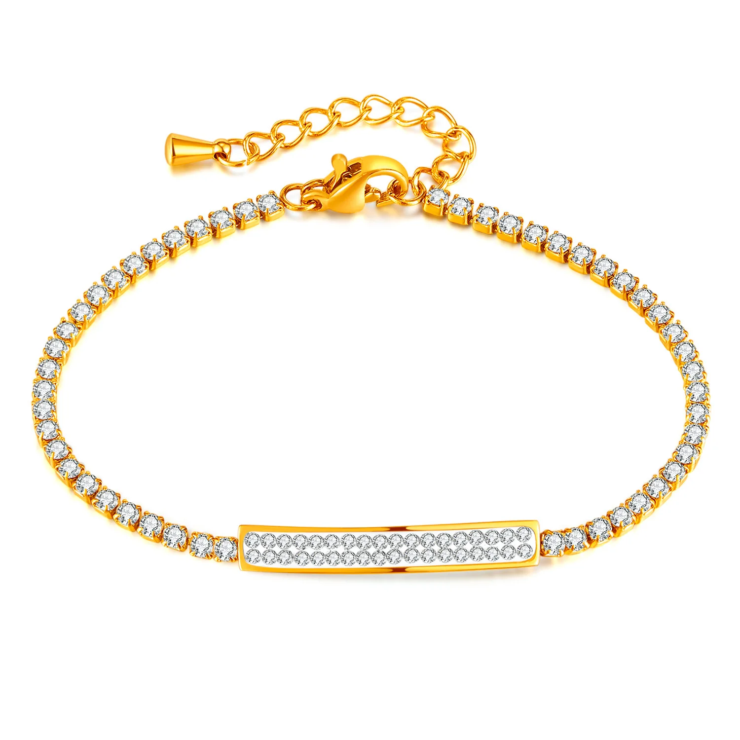 Hot selling high-quality 18K gold-plated zircon diamond plate tennis Bracelets jewelry