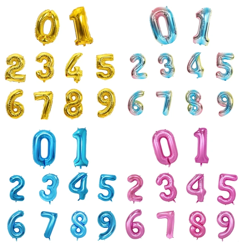 32 inch multicolor Number Digit Balloons Aluminum Foil Film Mylar Balloon New Year Engagement Birthday Party balloons