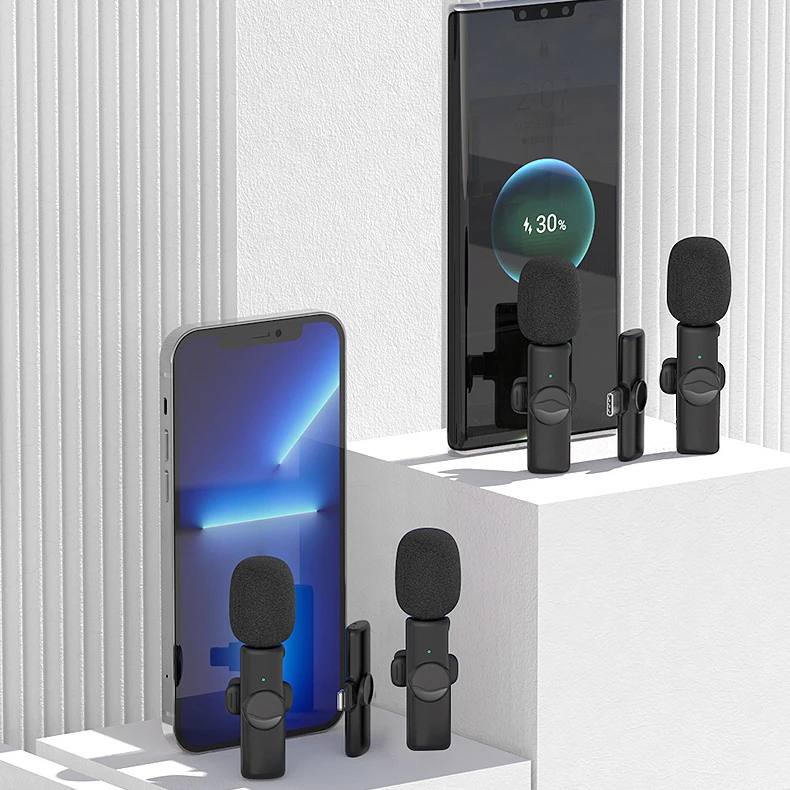 2.4G Wireless Lavalier Microphone Portable Audio Video Recording Mini Mic For iPhone Huawei Xiaomi Samsung Phone Microfone