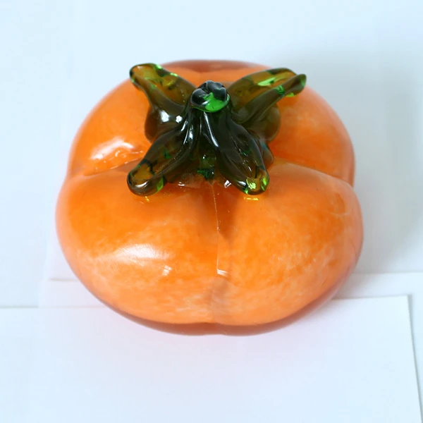 Solid color glass paperweight fruit glass persimmon