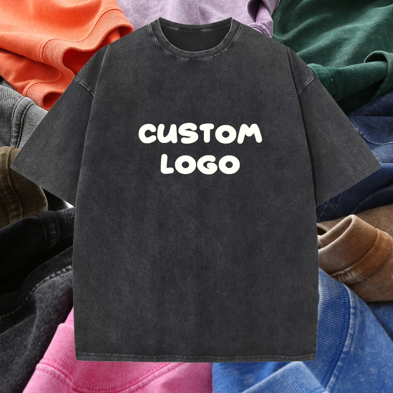 Luxury Men 100% Cotton T Shirt High Quality Blank Vintage Logo Custom Faded Oversized Stone Washed T Shirt Acid Wash T Shirt