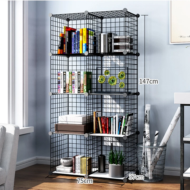 Multilayer wire grid diy metal storage shelf,living room balcony flower shelf