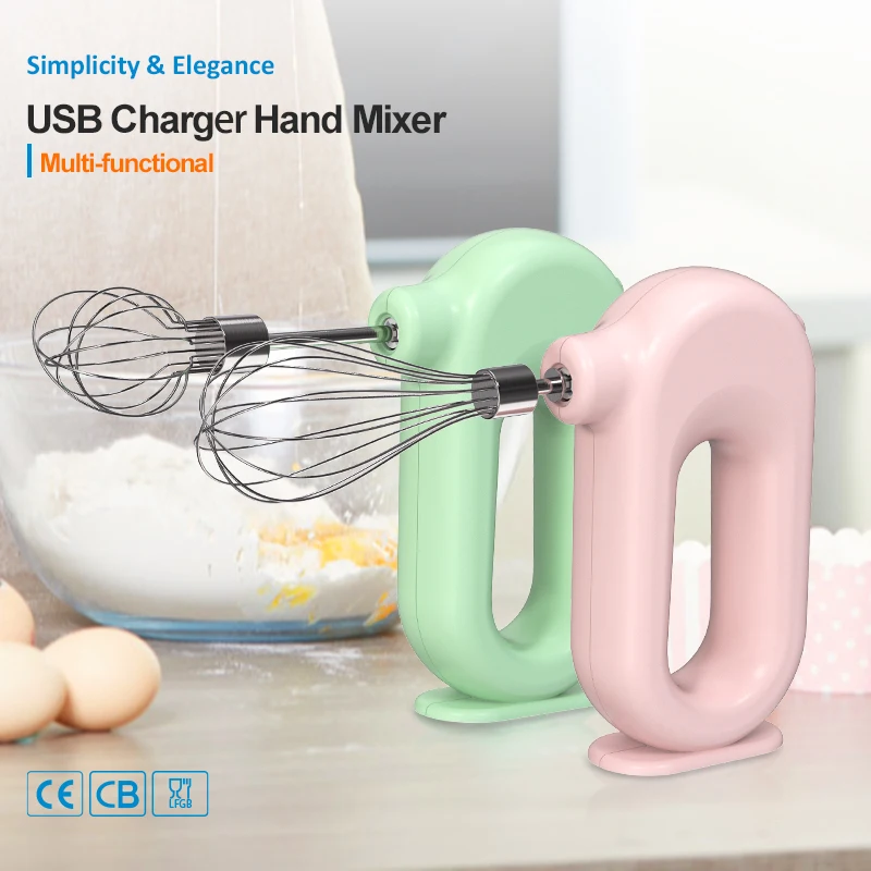 Standing Style 4 Speeds Kitchen Cream Egg Starch Automatic Mini Usb Rechargeable Wireless Rotary Electric Egg Beater