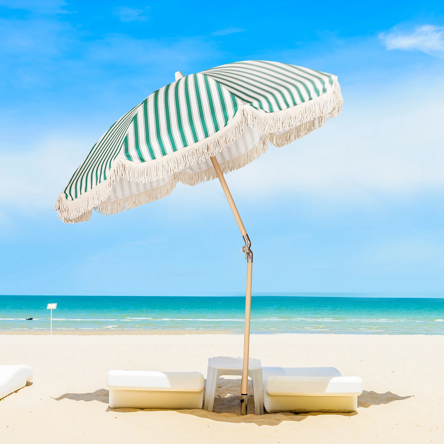 Customized Printed Sun Custom Design Patio Outdoor Bohemian Commercial Fringe Bali Algida ricard Beach Umbrella With Tassel