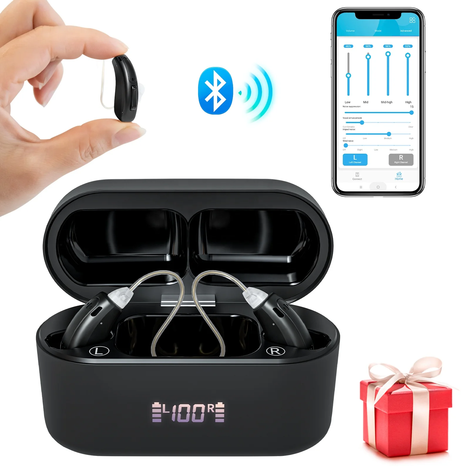 2024 Latest Medical Devices Programmable Bluetooth Rechargeable small BTE RIC hearing aid for elderly