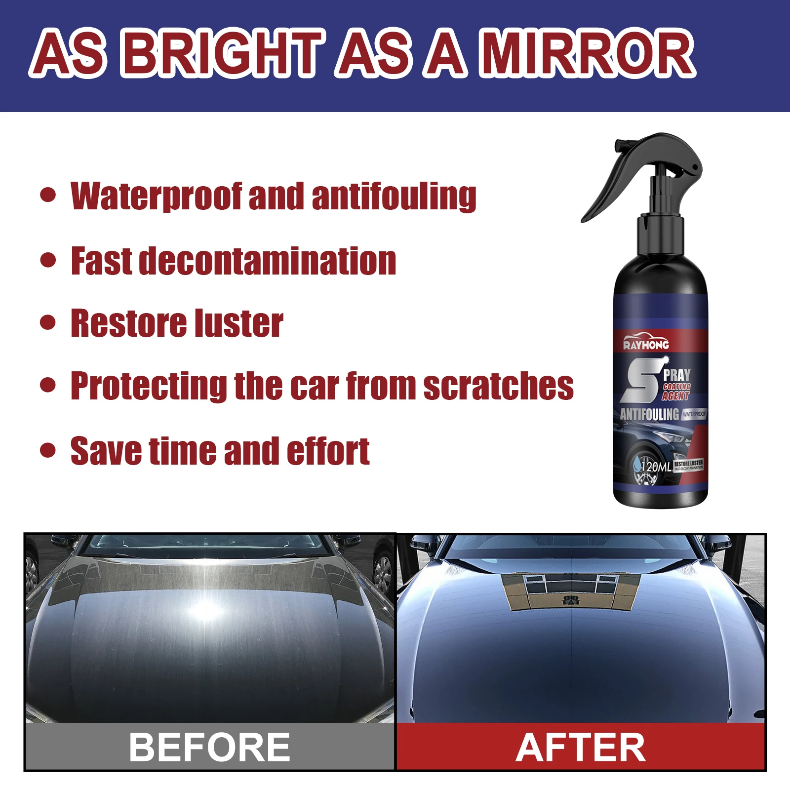 Rayhong Water Proof Coating Spray Sustainable Car Coating Sspray Anti-fouling Soft Sport Car Coating Spray