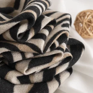 In Stock Winter New Arrival Factory Pashmina Alpaca Scarf zebra pattern 100% Merino Wool other scarf Cashmere Scarf Mufflers