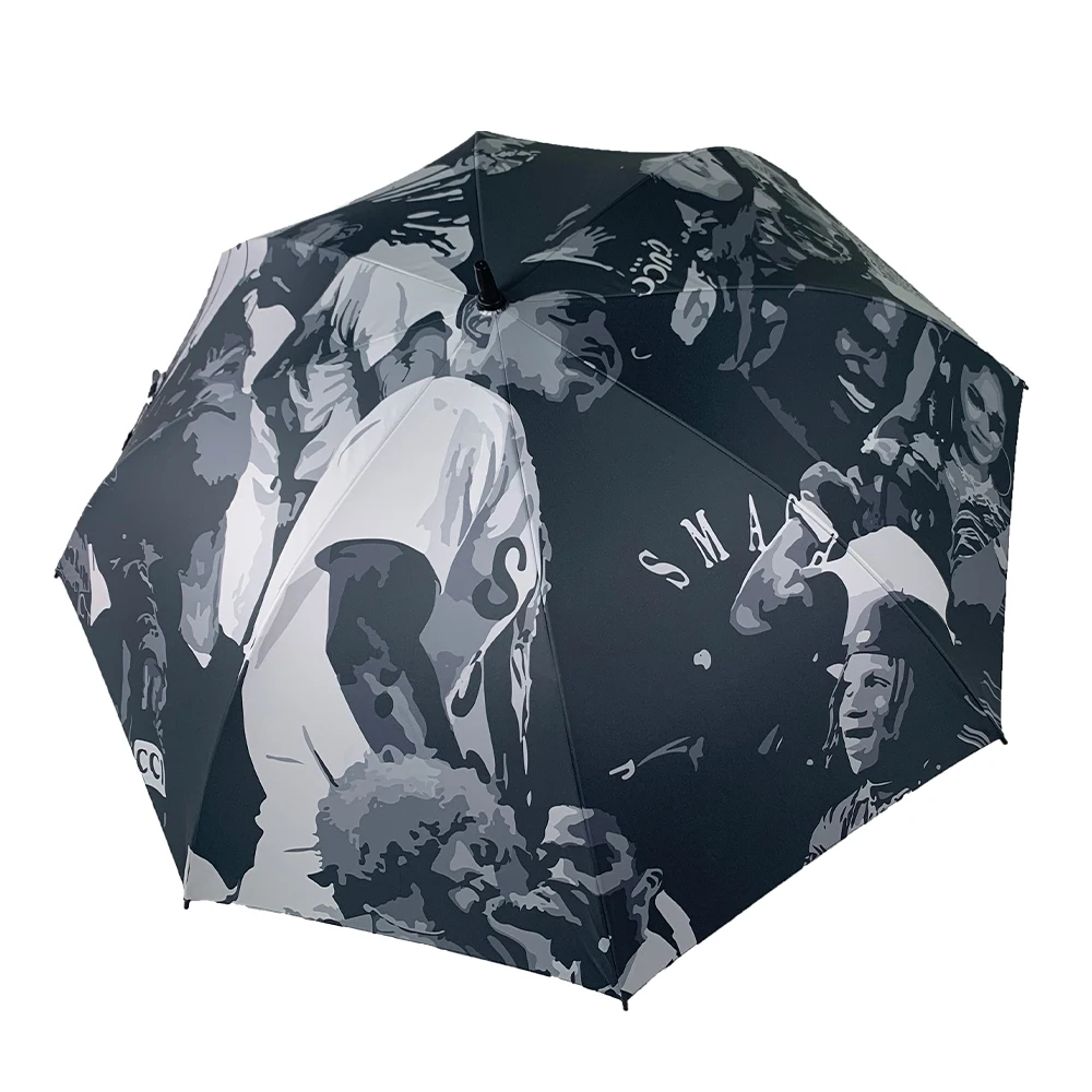 New 30inch personalized cross design silver coating semi-automatic storm proof umbrella with shoulder bag