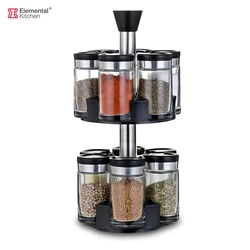 free shipping seasoning blended stack spice rack organizer borosilicate glass storage container jar marvle with packaging