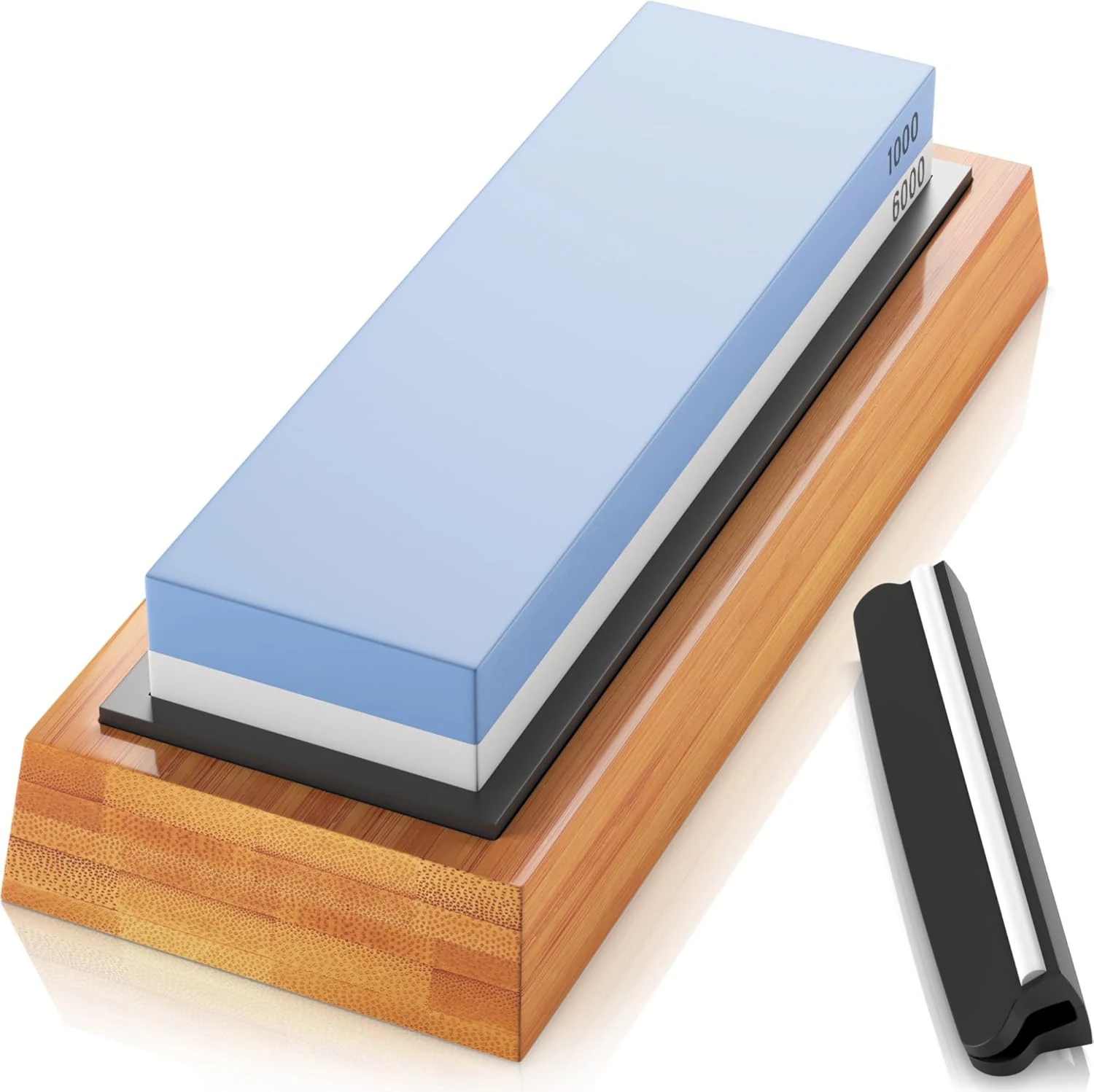 Premium Whetstone Knife Sharpening Stone 2 Side Grit 1000 to 6000 Whetstone Knife Sharpener NonSlip Bamboo Base Angle Guide
