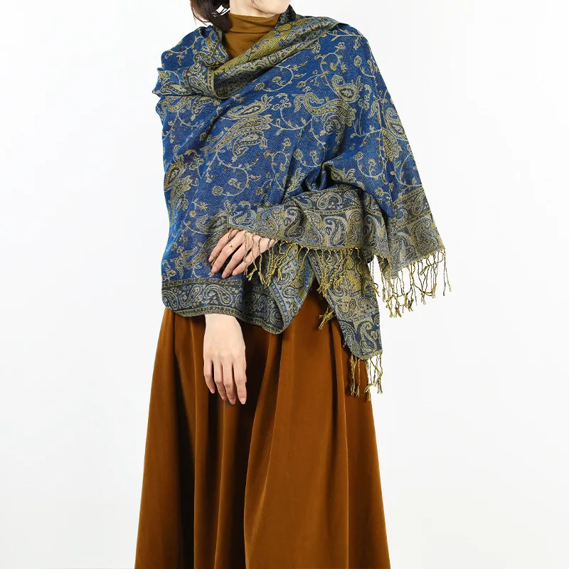 High Quality Winter Perlis jacquard scarf long soft classic acrylic  shawl for women