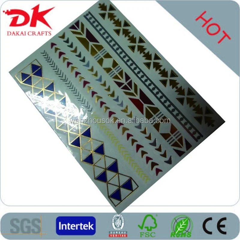 arm golden tattoo/bracelet foil tattoo/custom colorful metallic tattoo