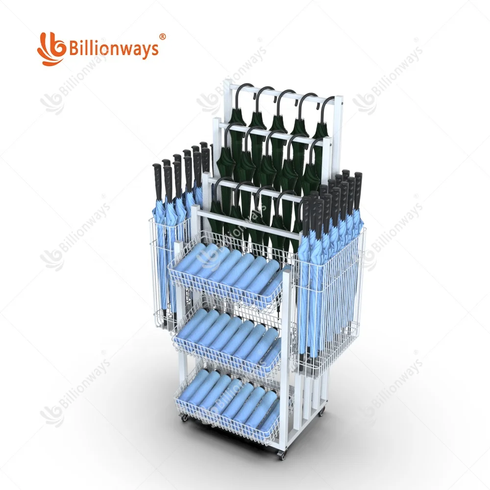 Customized 5 Layers Movable Umbrella Metal Display Rack/umbrella rack display for stores/display racks for boutique