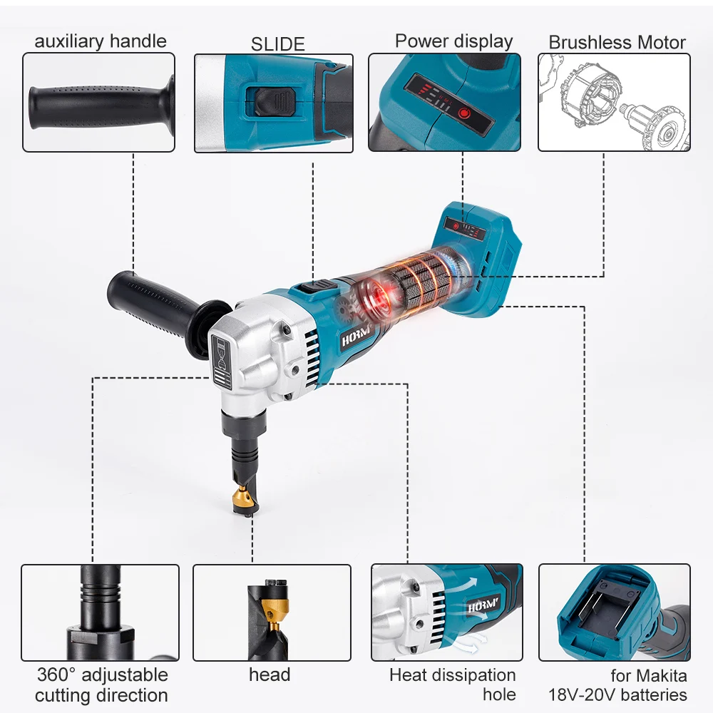 Hormy Brushless Impact Shears Sheet Metal Shears Electric Multi-mode Cutting Machine Without Battey For Makita 18V Battery