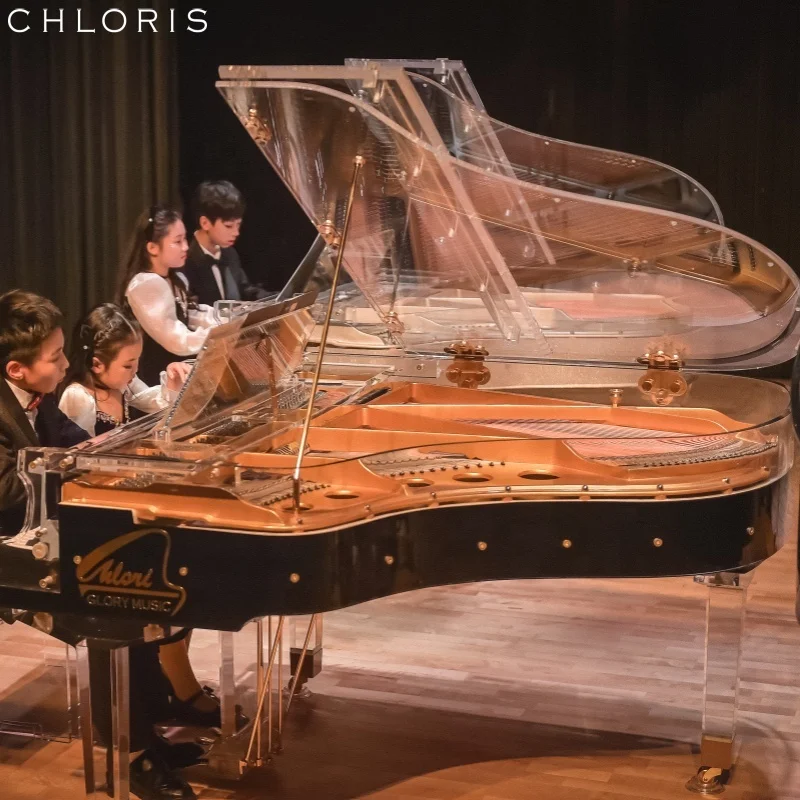 Factory  Popular Acrylic Crystal Piano Customized Transparent Glass Acrylic Grand Piano HG168A