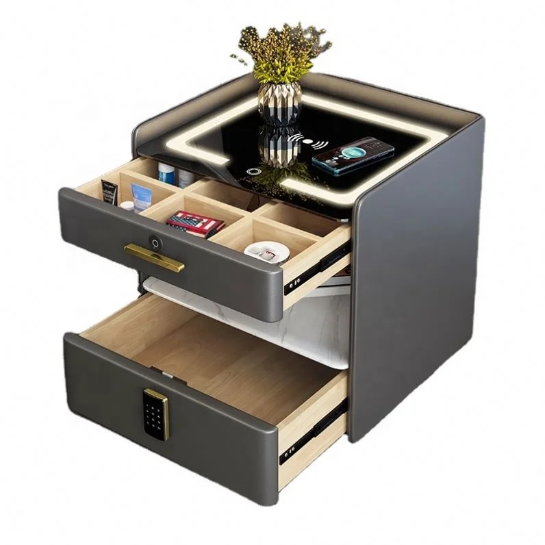 NOVA Hot Selling Smart Bedside Cabinet Solid Wood Bedside Cabinet Wireless Charging  Multifunctional Bedside Cabinet