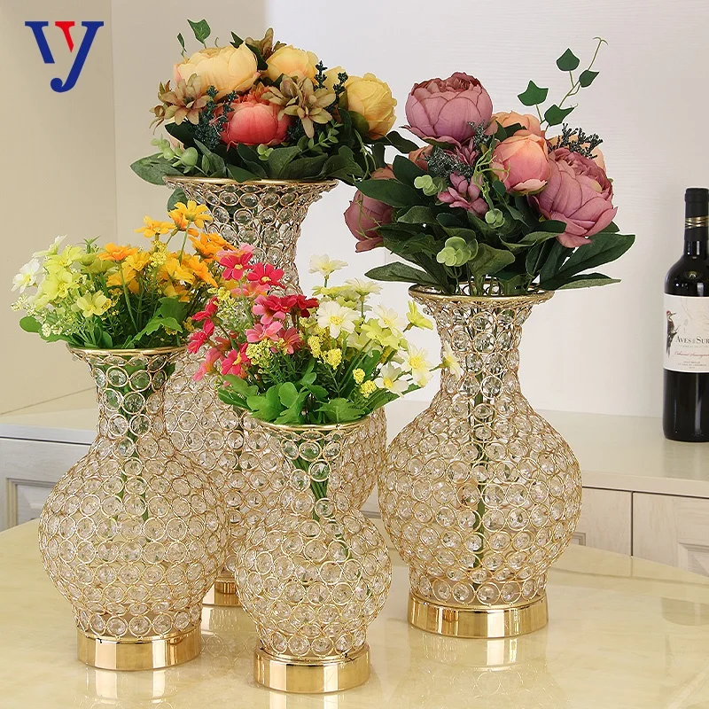 European luxury metal crafts creative home furnishing pieces wedding decoration decoration props crystal vases