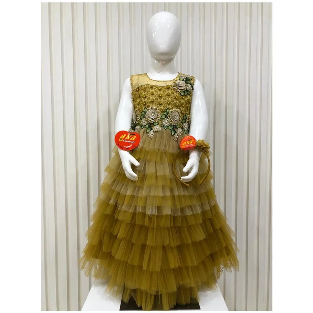 new 4-7 years lace sleeve less girl princess layered dress comfortable breathe freely kids baby party dress