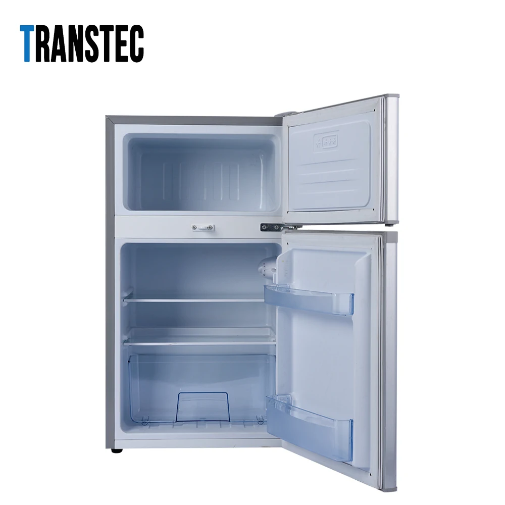 Practical appliance Double Door Refrigerator 108L Top Freezer with solar system DC 12 24V Fridge energy saving
