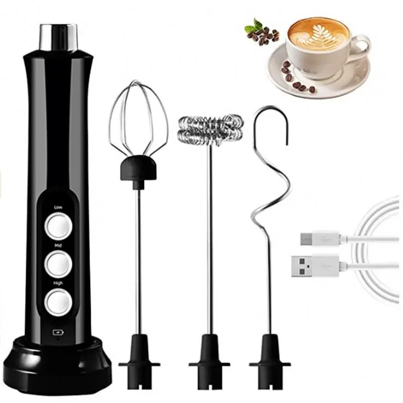 High Quality Mini Stainless Steel Electric Milk Frother Handheld Detachable USB Coffee/Tea Tool with Modern Design Box Packed