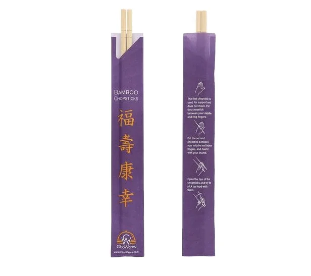 Chopstick Bamboo  Paper Sleeve Cover Chinese Eco Friendly ChopSticks disposable