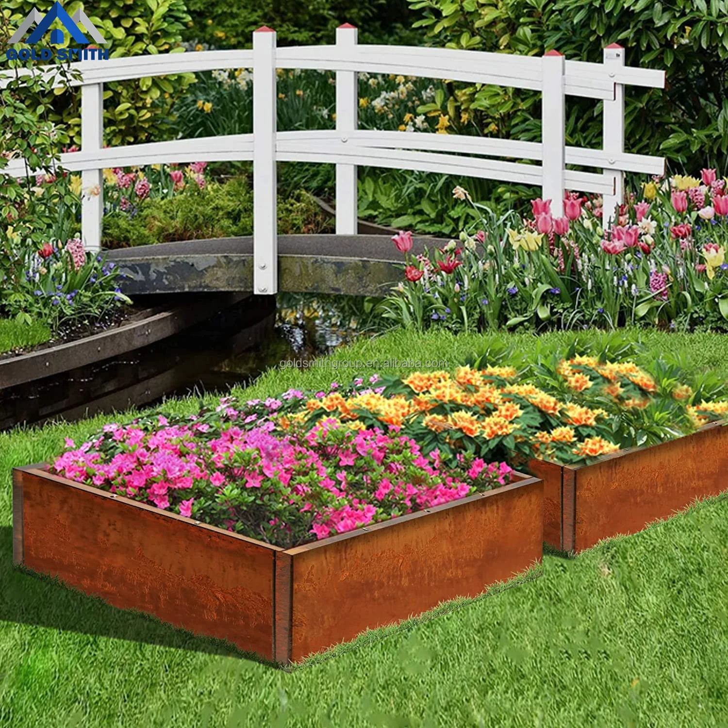 Rust Board Flower Box - Weathering Planter - Weathering Steel Material - Herb Planter - Raised Garden Bed