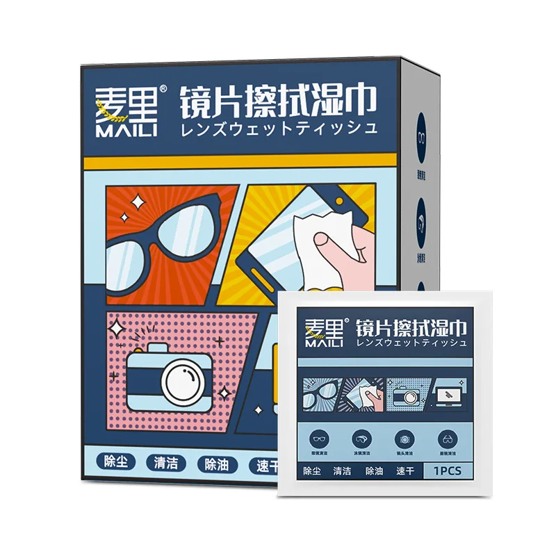 Natural portable Anti-fog glasses cleaning wet wipes easy to clean lens screen wipes glass wipes