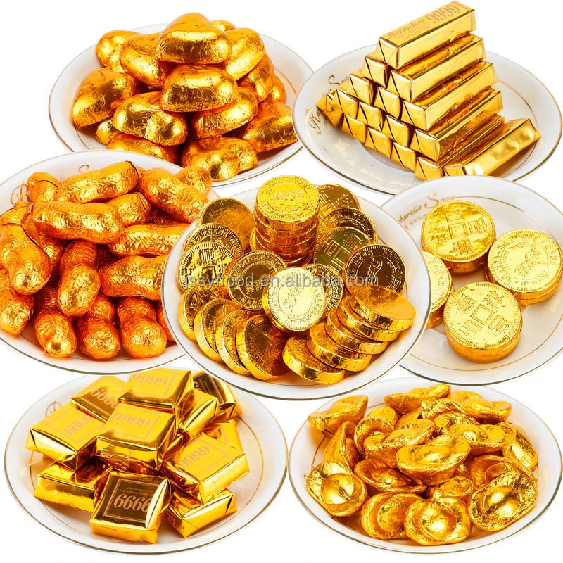 Chocolate manufacturer wholesale customized various shapes Halal milk Chocolate ingots Gold coin