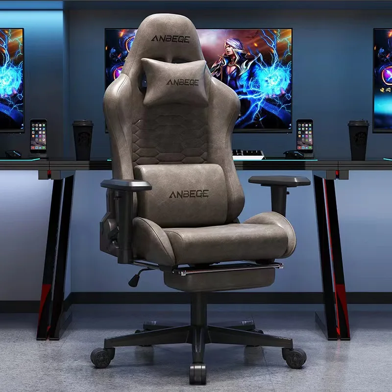 Luxury Faux Leather Gaming Chair With Headrest Footrest Ergonomic Office Computer Chair Swivel Adjustable Recliner Racing Chair