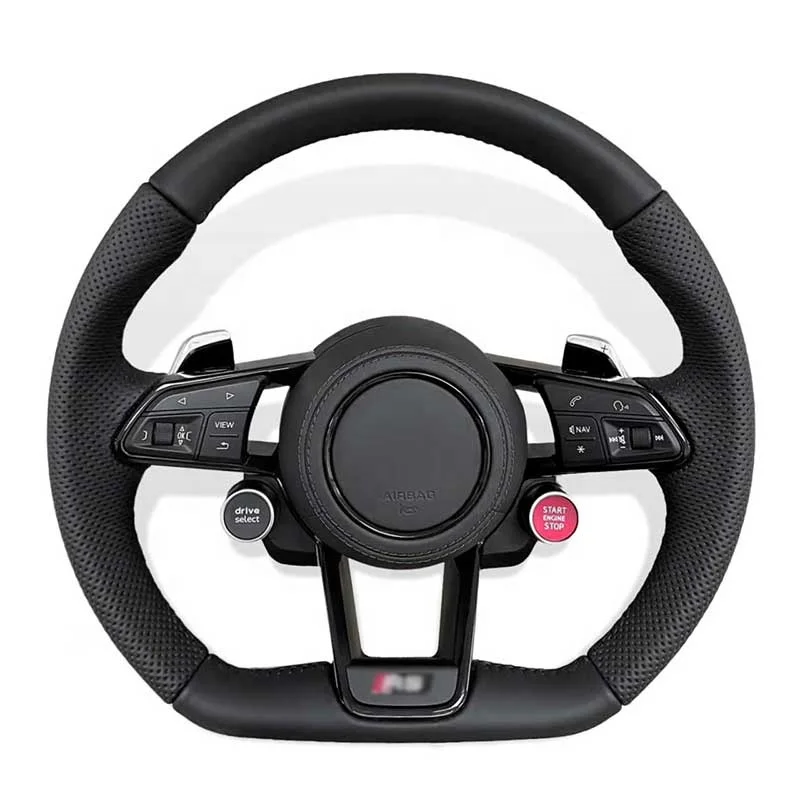 Для Audi R8 Двухкнопочный спортивный руль из углеродного волокна + светодиодный полностью Кожаный для A7 A8 S8 RS