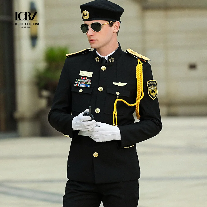 Custom Unisex Hot Sale private security guard uniforms Polyester Cotton Gray Black Security Guard Uniform Set