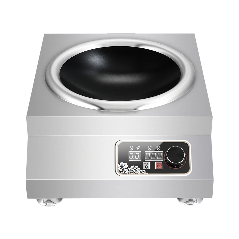 In-Smart commercial 380V 5000 watt high-power cooking wok burner range type Induction cooker concave furnace stove 5KW wholesale