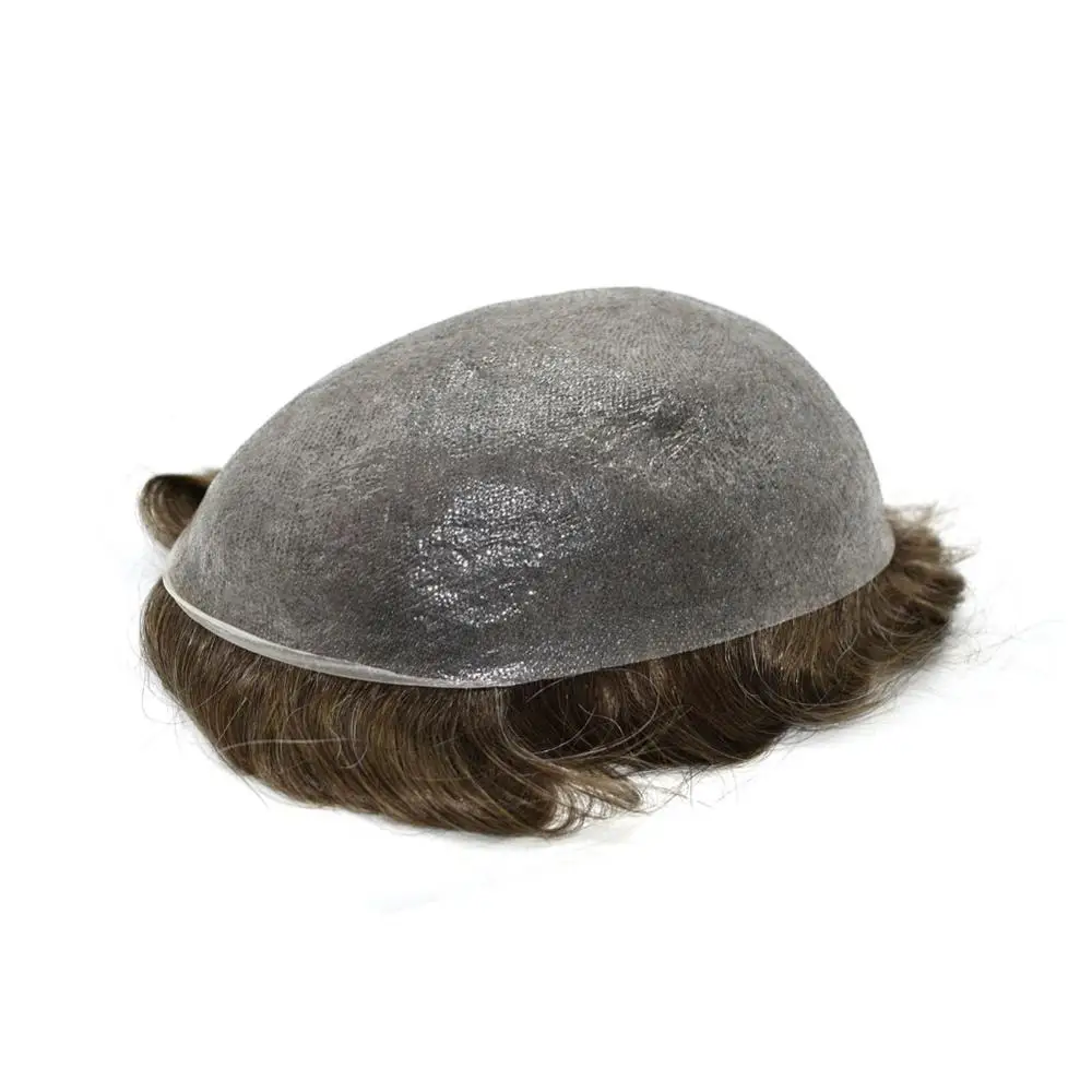 Wholesale Brazilian Virgin Cuticle Aligned Hair Lace Thin Skin Glue Men wigs 100% Human Hair Toupee for Men