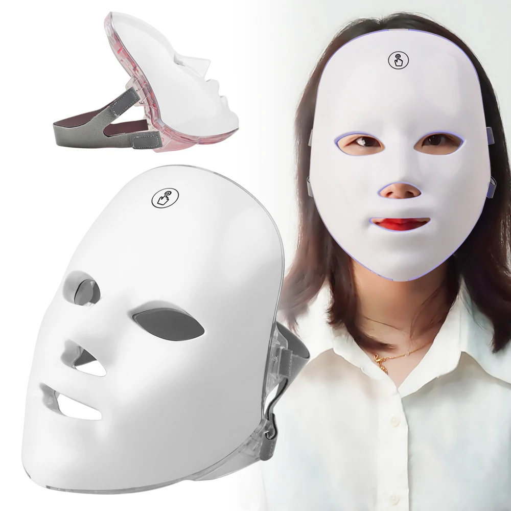 Rechargeable LED Facial Mask 7 Led Light Therapy Facial Skin Care Mask Skin Rejuvenation LED Photon Therapy Beauty Mask